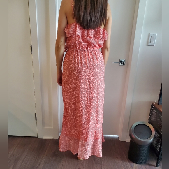 Summer maxi dress in coral and floral - Picture 2 of 5
